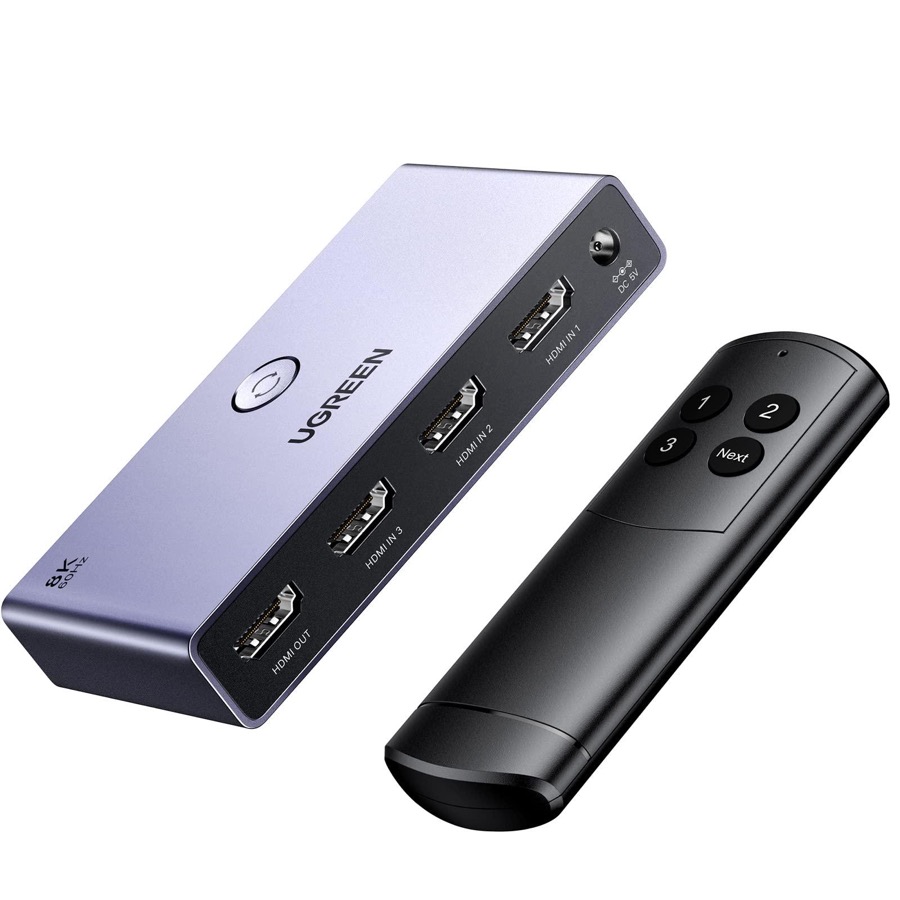 Vszerda Signal Routing Adapter - UGREEN HDMI 2.1 Switch Aluminum Ultra HD 8K@60Hz 3 in 1 Out HDMI Splitter with Rem